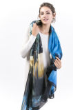 Ambi-100% Silk Digital Printed X-Large Shawl; Fashion Silk Chiffon Scarf