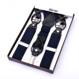 Genuine Leather Button Hole High Quality Elastic Webbing Man Suspender Woman Braces (RS-17021)