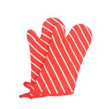 Cotton Microwave Protective Red Oven Mitt Stripes Printed Oven Gloves