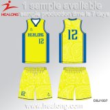 Healong OEM Sportswear Sublimation Printing Reversible Basketball Jersey