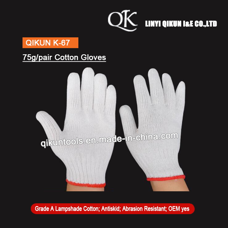 K-67 75g/Pair Knitted Work Safety Cotton Gloves