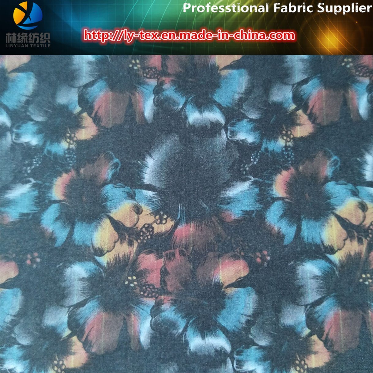 2017 Newest Digital Printing of Flower in The Polyester Fabric