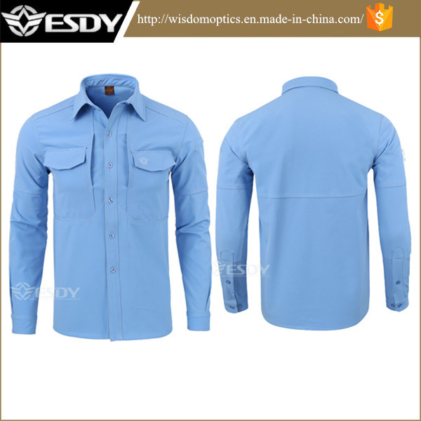 Navy Blue Sharkskin Soft Shell Men Long Shirt