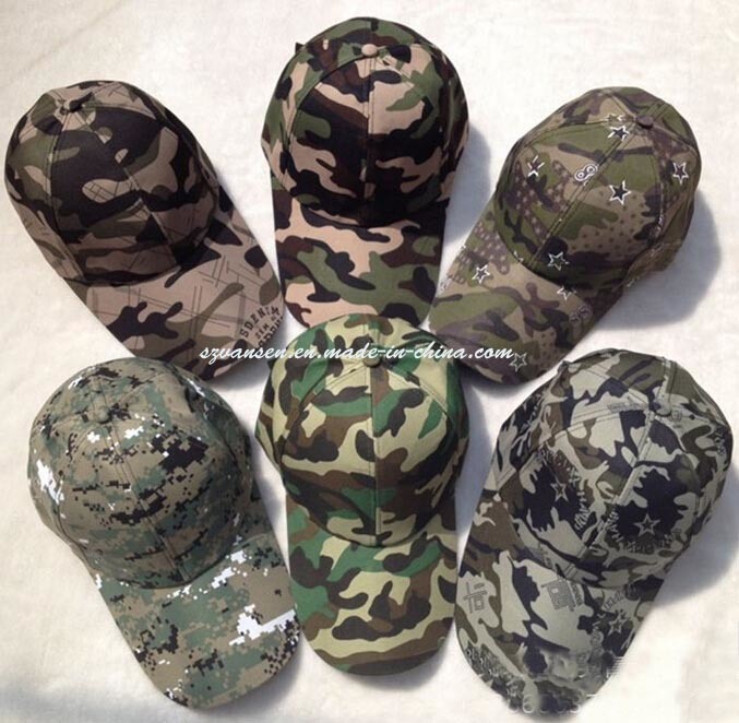 100% Cotton 6 Panels Military Camouflage Baseball Cap (V12001)