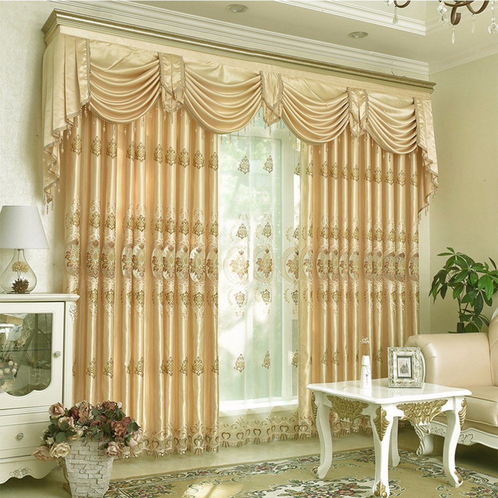 Polyester Water Soluble Embroidery Blackout Window Curtain (28W0046)