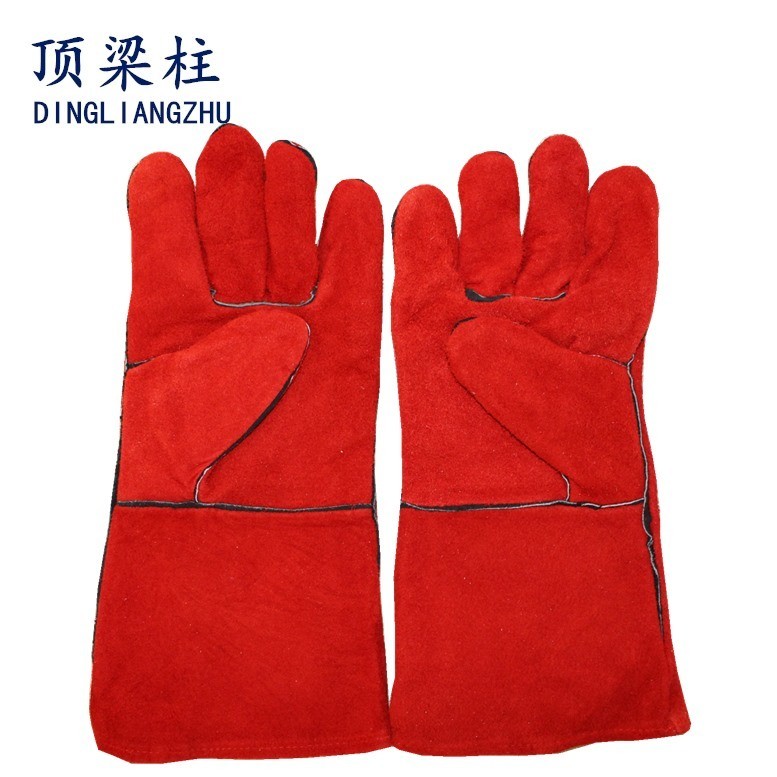14'' Red Heat Resistant Safety Leather Work Welding Hand Gloves