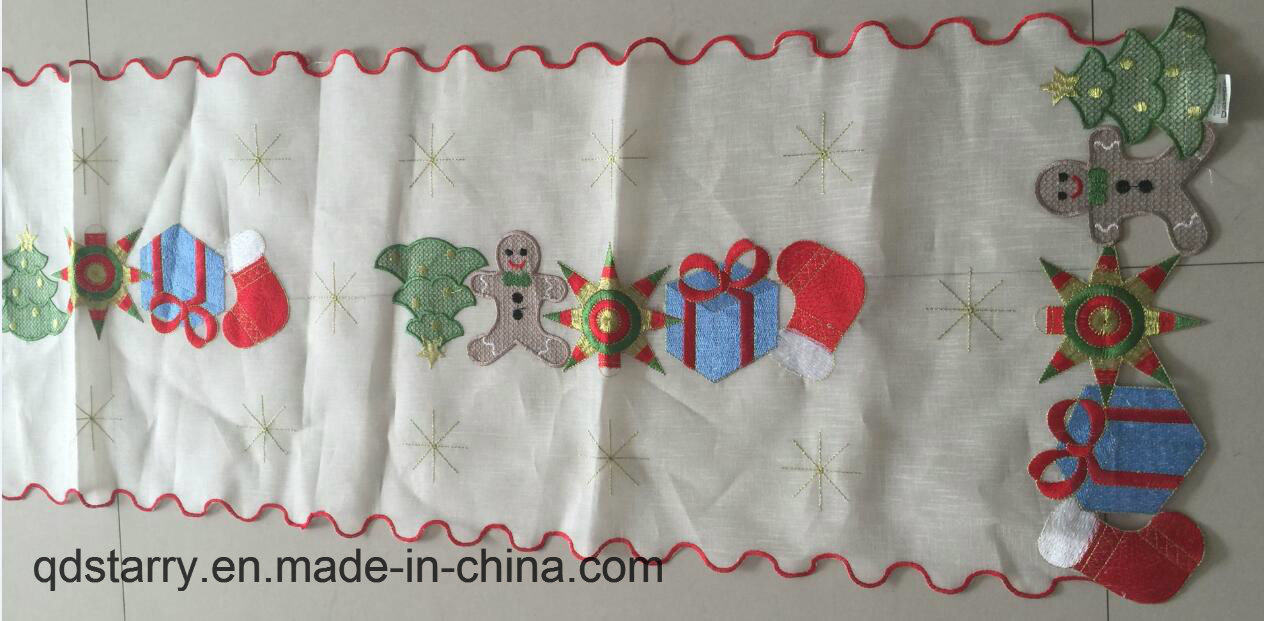 Christmas Embroidery Polyester Table Runner Table Ribbon