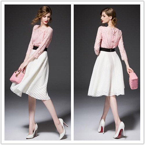 2015 for Wholesale Autumn Winter Newest Lace Popular Lady Dress Two-Piece Skirt Suit