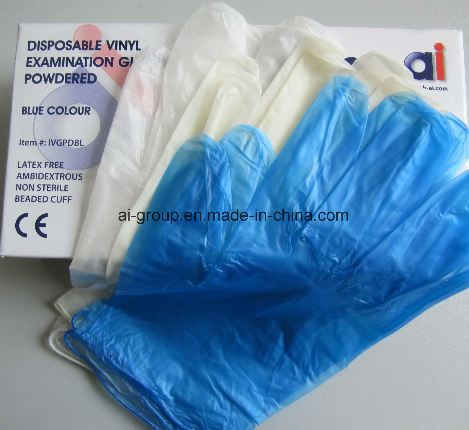 Free of Powder Disposable Vinyl Examination Gloves for Medical Purpose