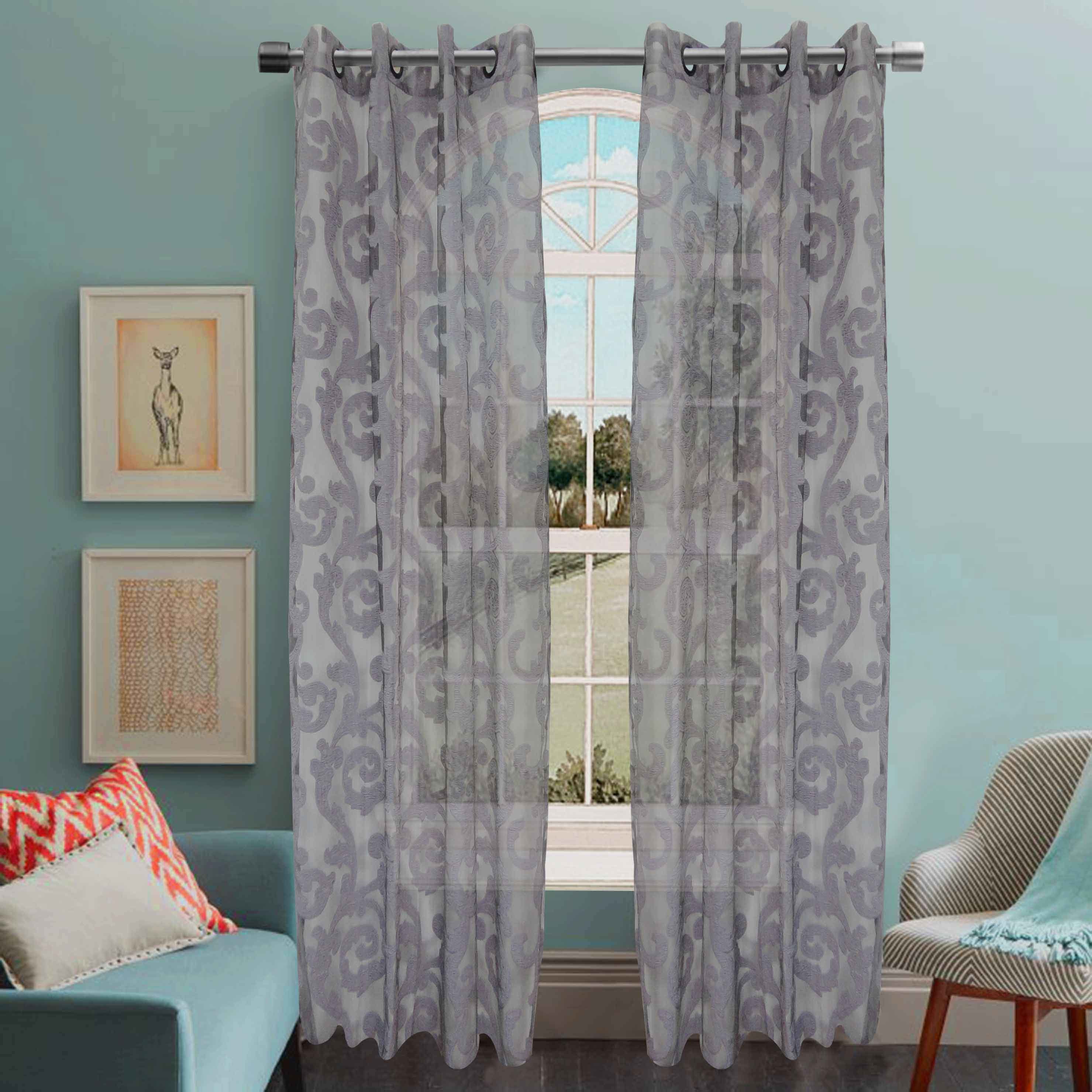 Jacquard Sheer Grommet Panel Window Curtain (HR14WT076)