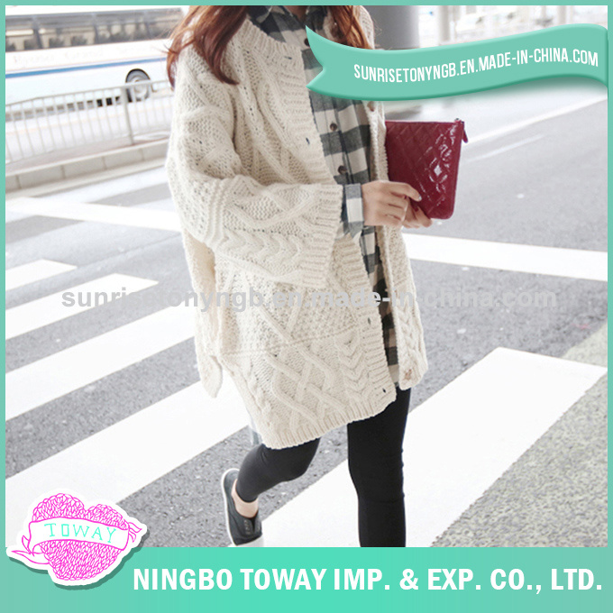 Wool Knitwear Long Knitted Sweater Cardigan for Women