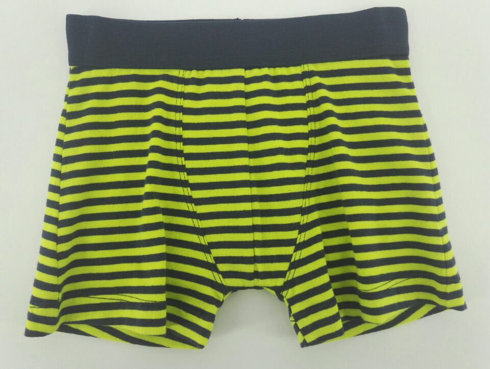 Yarn Dye Green Black Strip Cotton Children Underwear Boy Boxer Short Boy Brief
