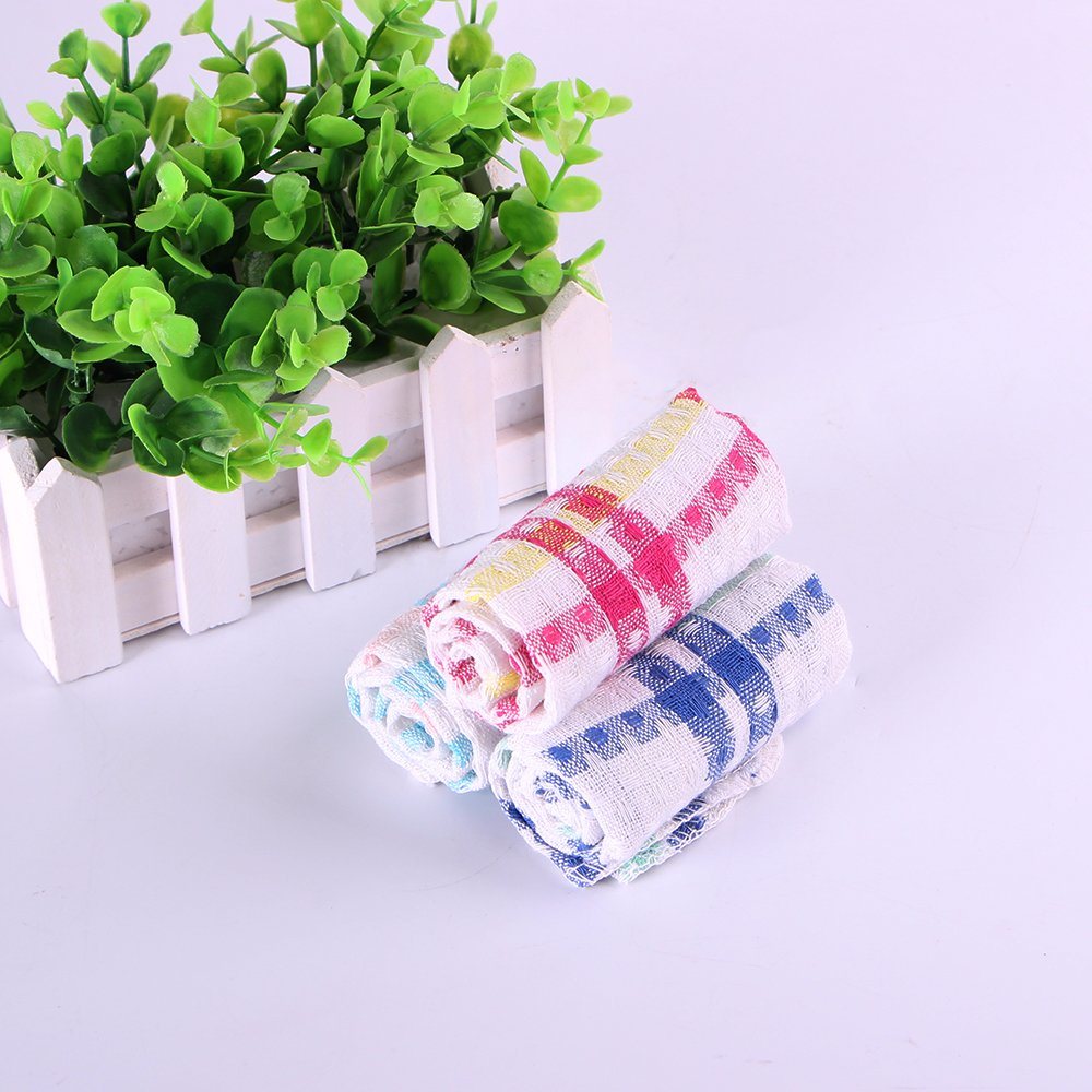 Kitchen Yarn Dyed Towels Stripes Printed Tea Towels with Colorful Checkered for Dry Pot