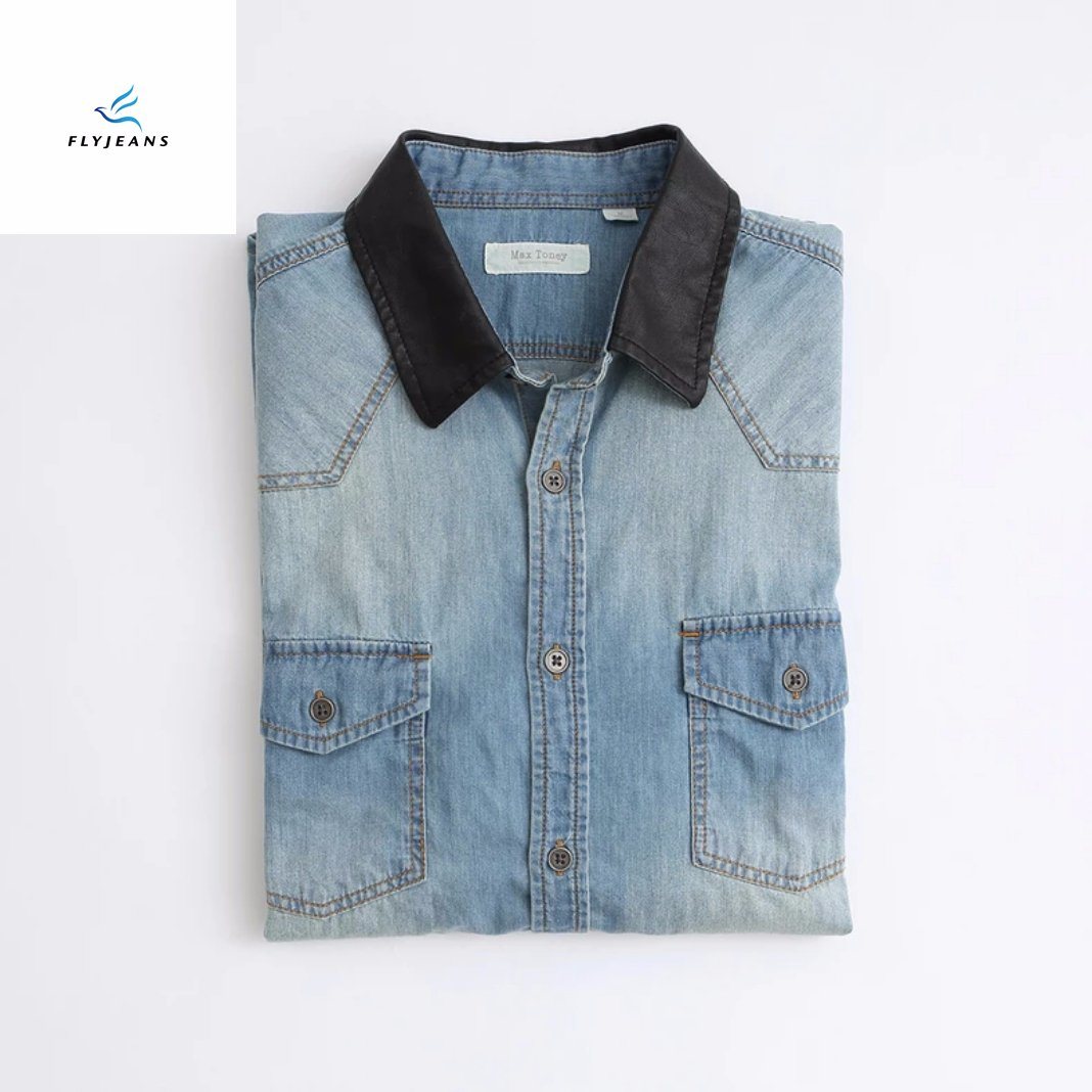 New Style Long Sleeves Men Denim Shirts with Monkey Wash by Fly Jeans