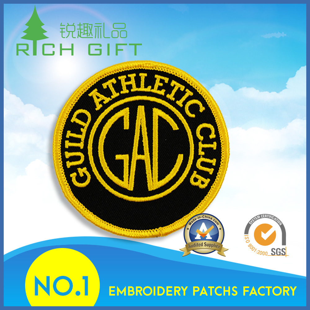 Customized Round Shape Embroidery Patch in Yellow Color