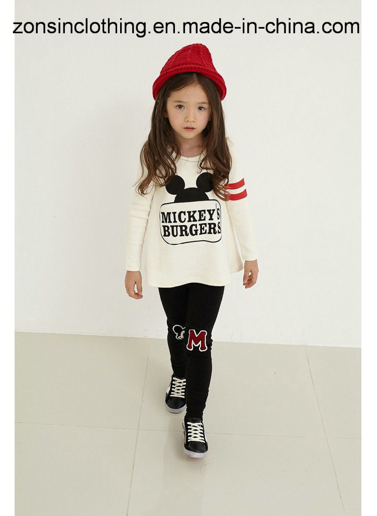 Girls' Cute Mickey Printed Long Sleeve Suit Children Clothes (T-shirt+ pants)