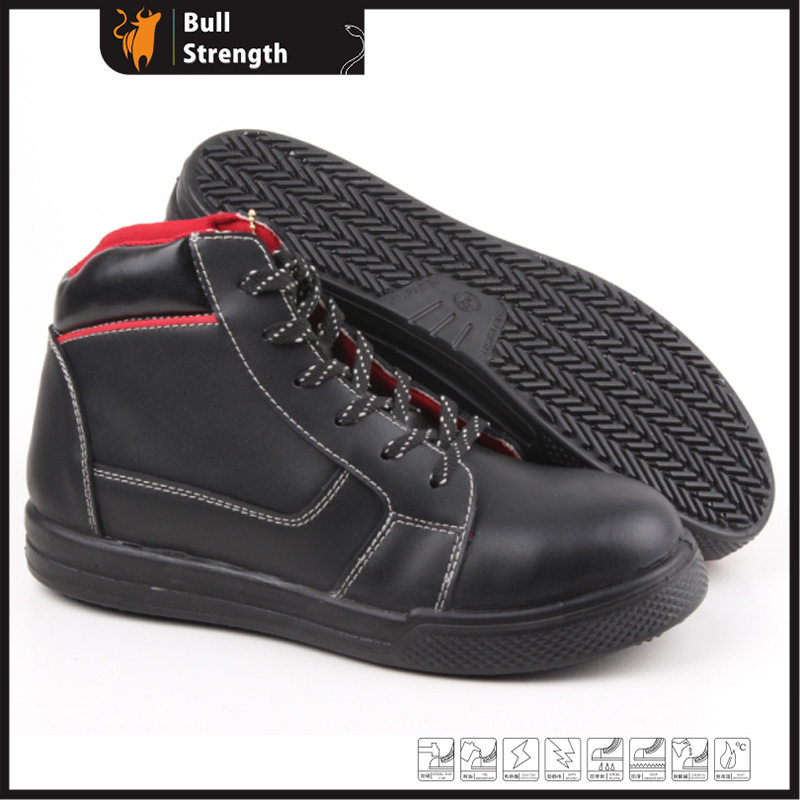 Cemented Rubber Outdoor Safety Shoe with Genuine Leather (SN5266)