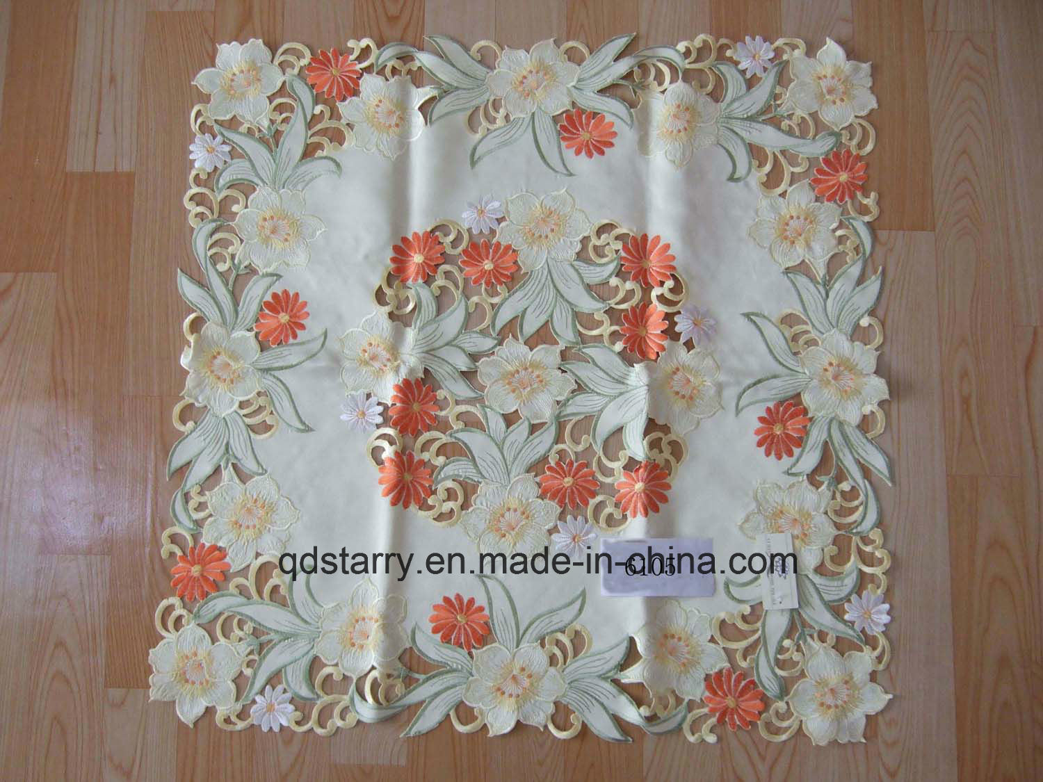 Lily Flower Embroidery Tablecloth 6105