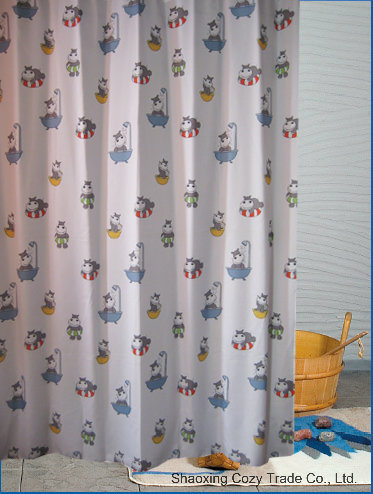 Multi-Color Baby Kid Cartoon Design Polyester Shower Curtain