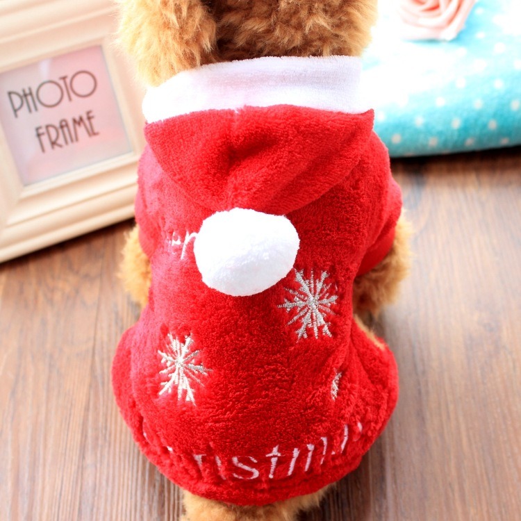 Design Christmas Pet Clothes Hoodie Snowflake Dog Coat