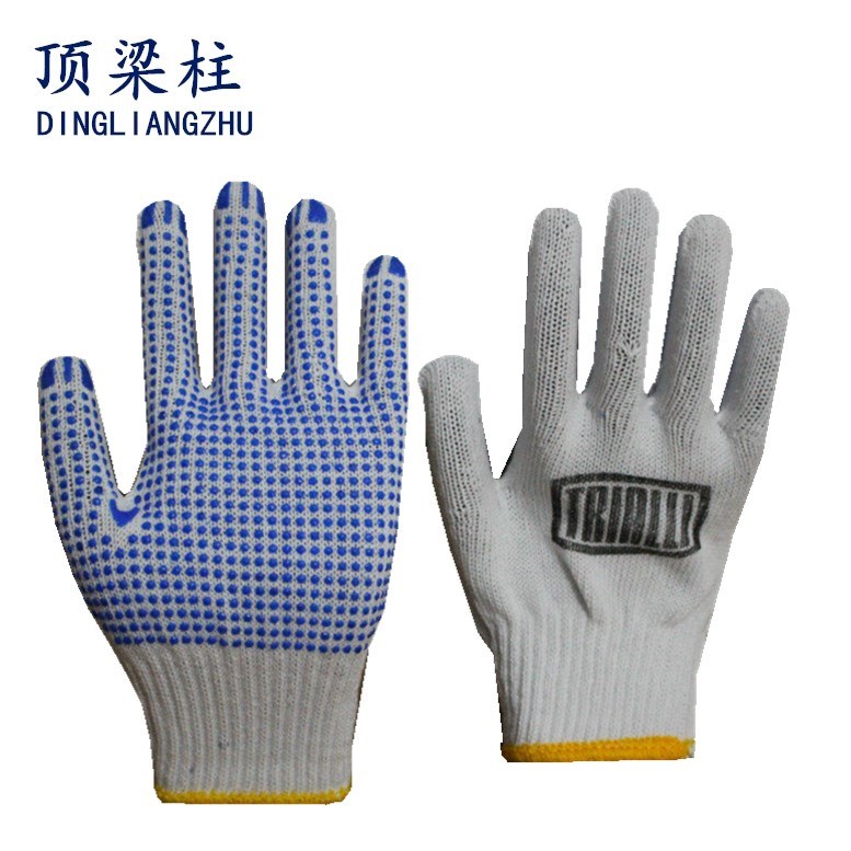 7g Cotton Knitted Work Gloves with One-Side PVC Dots