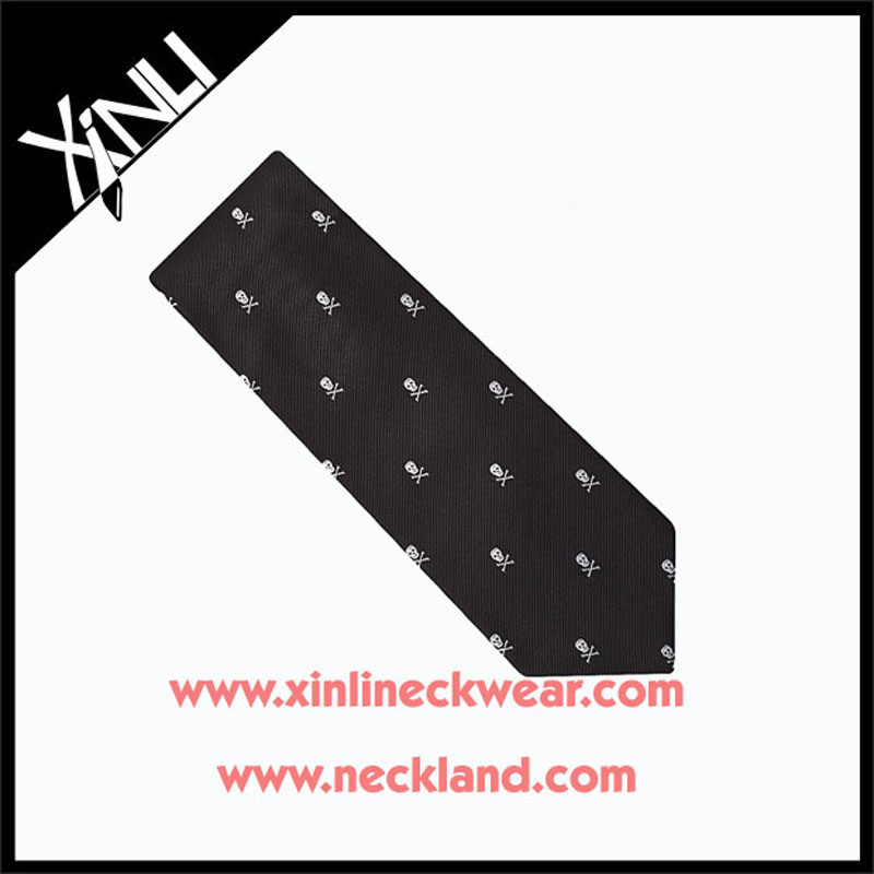 Jacquard Woven Silk Neckties with Skulls