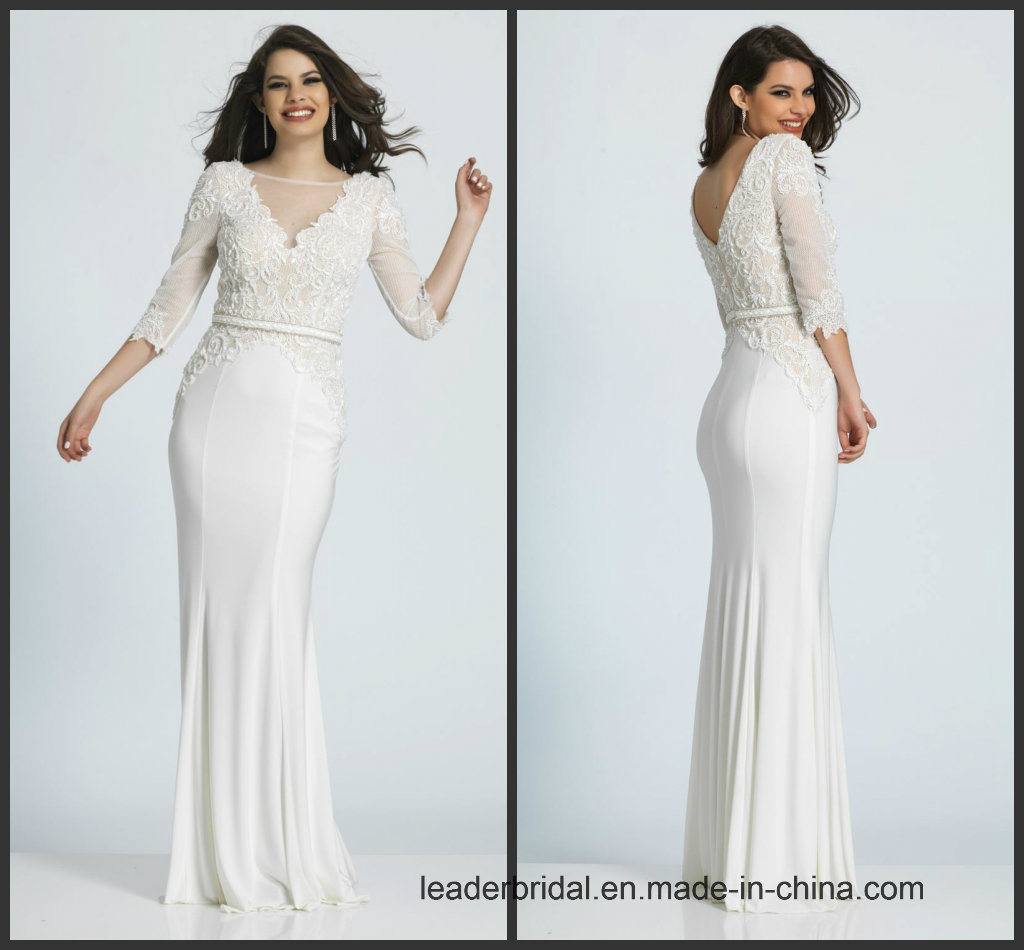 Lace Evening Dresses Sleeves Chiffon Bridesmaid Formal Gown M80239