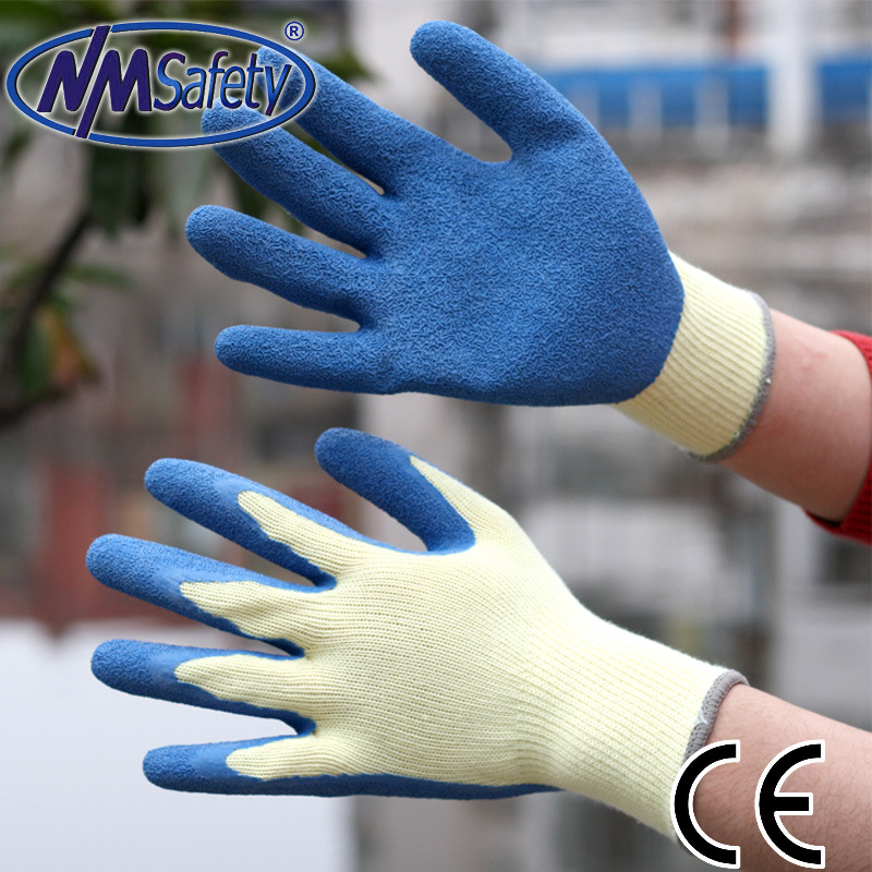 Nmsafety 10g Polyester Crinkle Latex Palm Coated Gloves