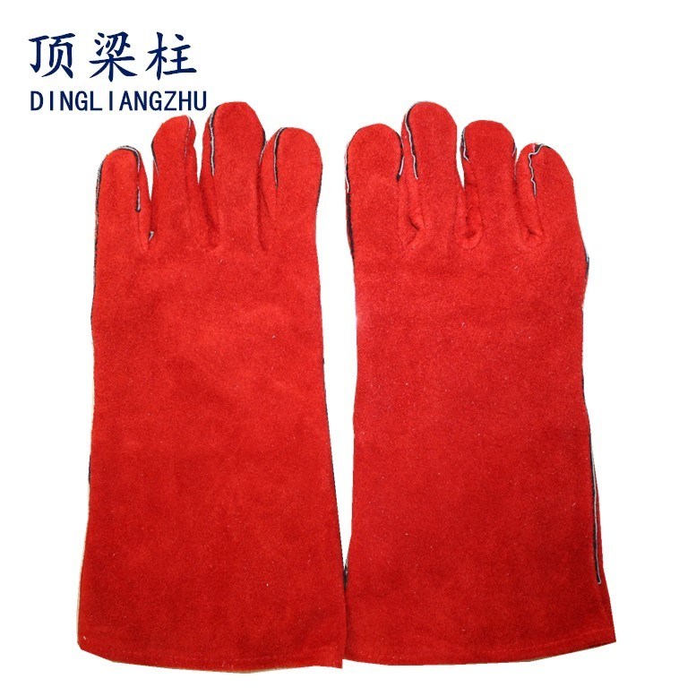 Fireproof 14'' Cheap Cow Split Leather Safety Work Welding Gloves