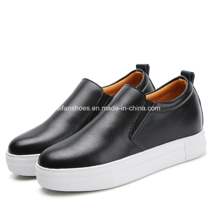 Fashion Lady Leather Slip on Skate Casual Sneaker Shoes (SRX1219-1)
