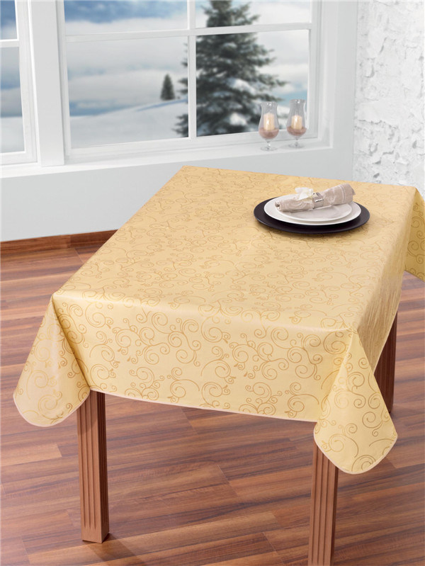 Hot Sale Custom Printed Plastic Tablecloth with Nonwoven/Fabric Backing High Quality LFGB