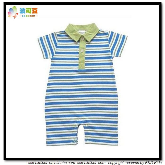 Polo Neck Baby Clothes Stripe Printing Newborn Rompers