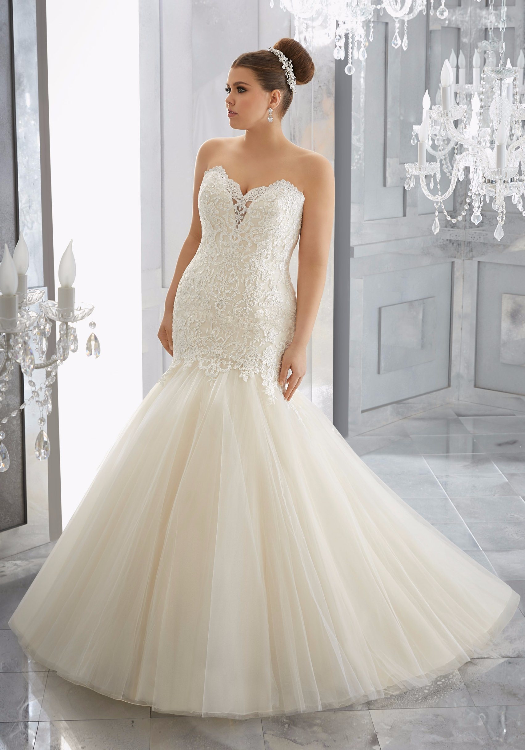 Strapless Lace Mermaid Plus Size Wedding Dress Manufacturer