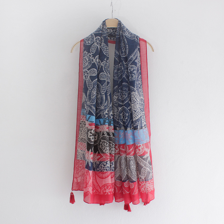 Women Fashion Paisley Printed Viscose Silk Scarf (YKY1147)