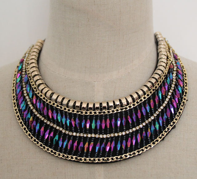 Ladies Fashion Charm Crystal Collar Necklace (JE0040)