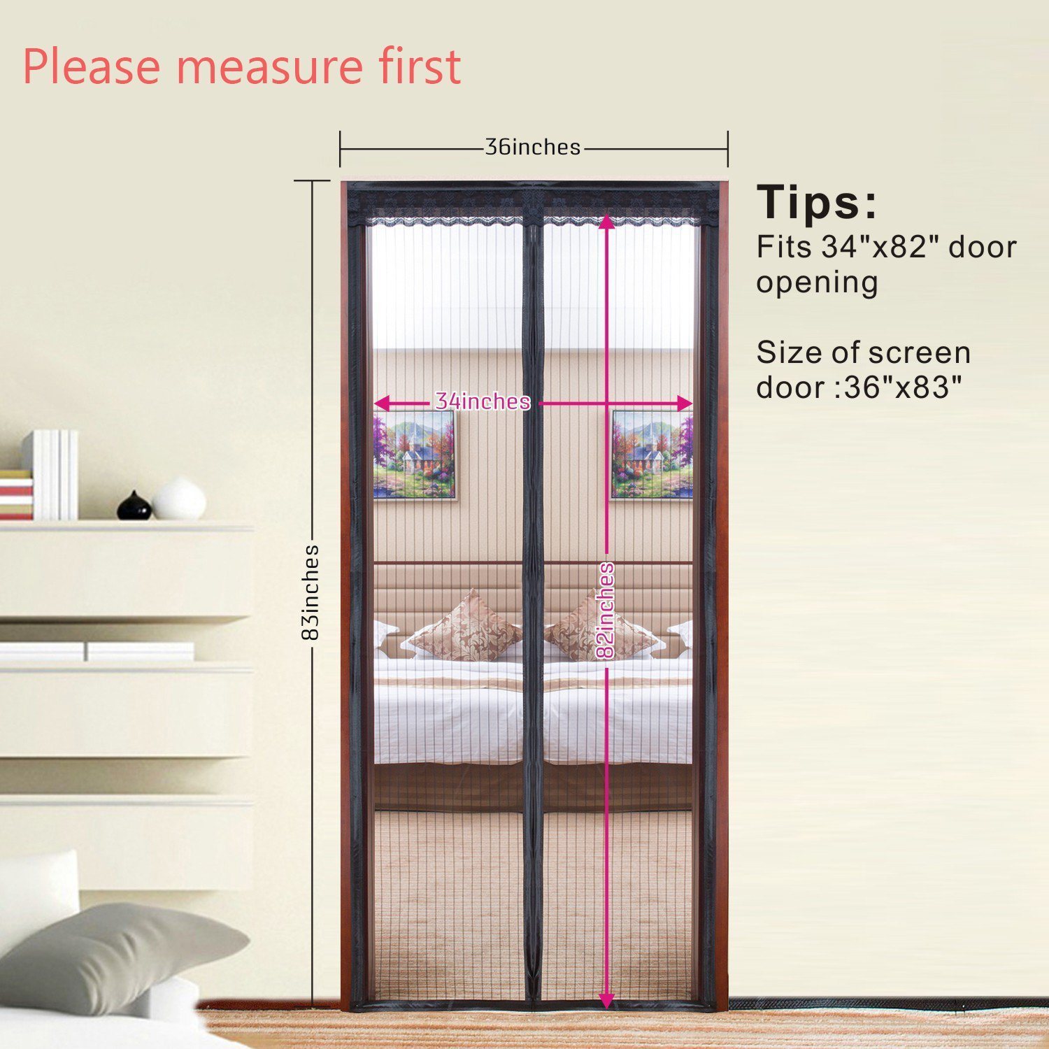 2018 Bug Mesh Magnetic Door Screen Curtains with Strong Magnets