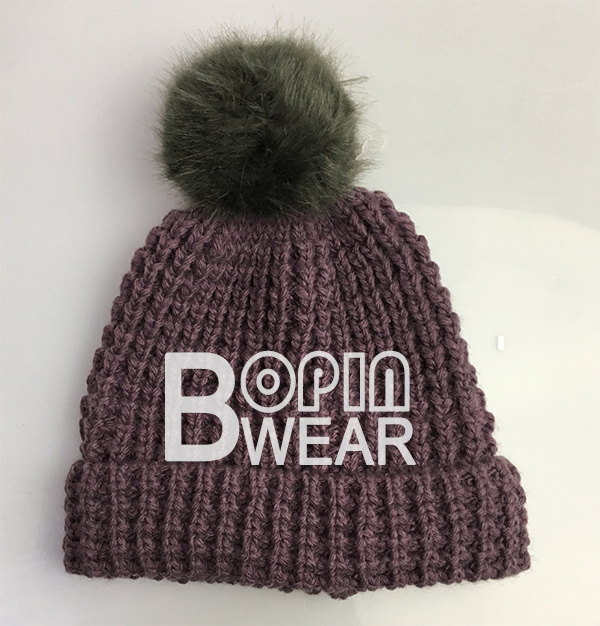 Customized Solid Color Plain Color Women Knit Hat with Polyester Fleece Lining Folded Brim Knitted Fashion Beanie