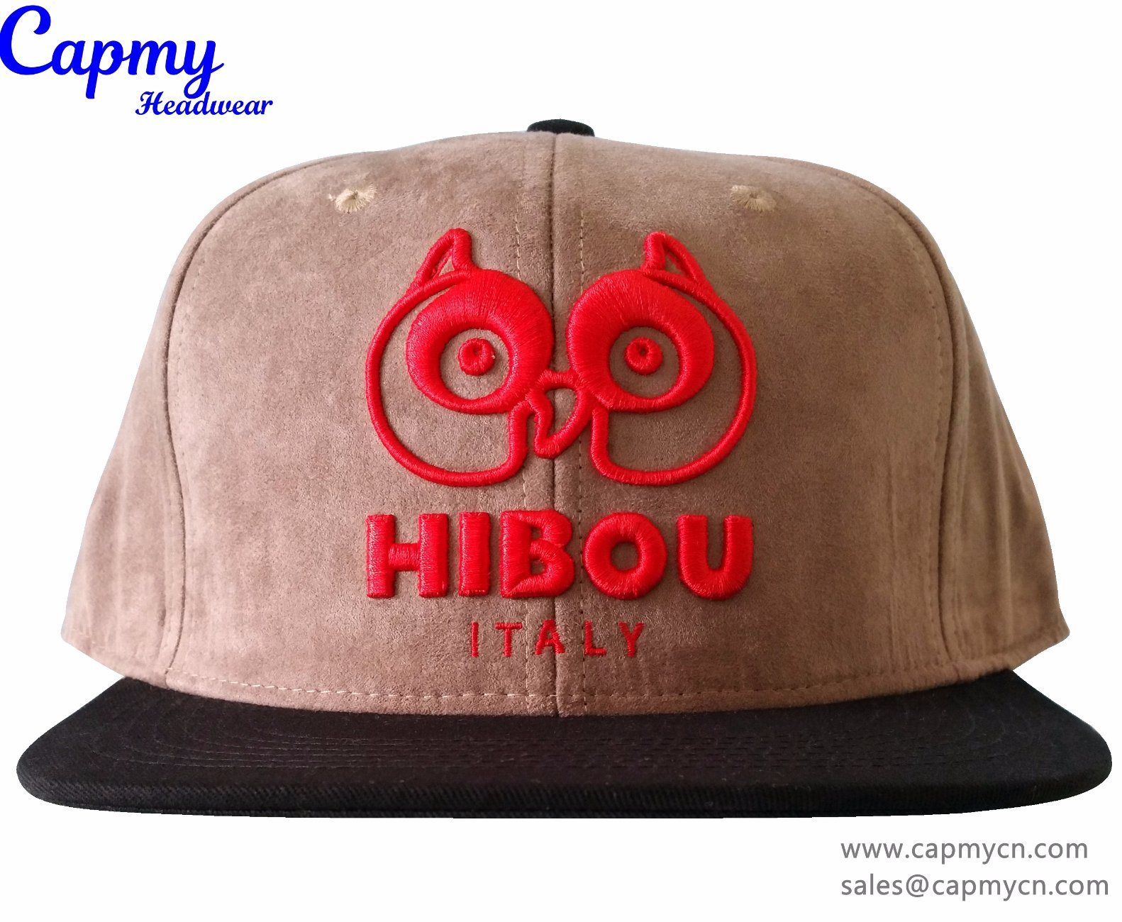 Custom Brown Suede Snapback Cap Baseball Hat