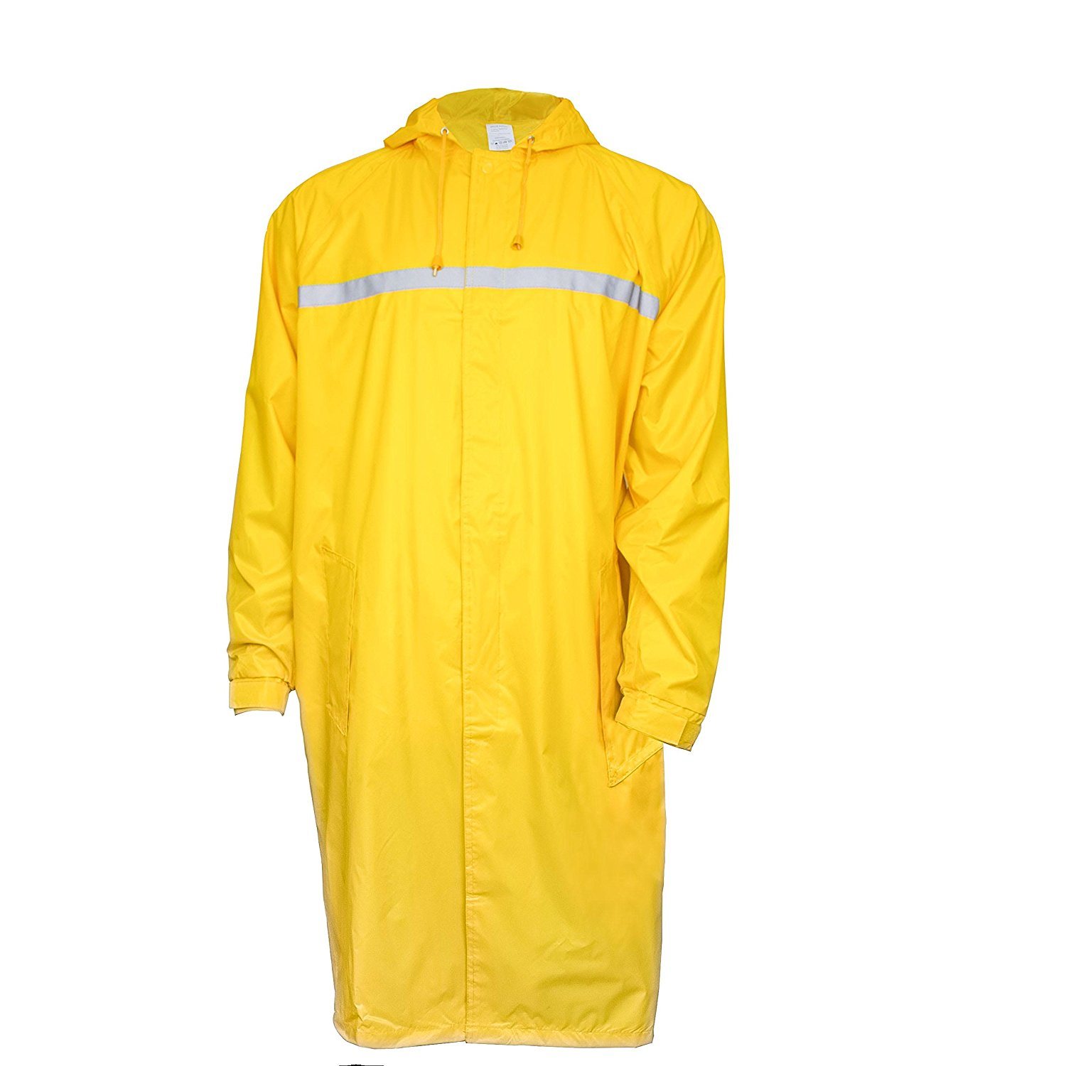 Yellow Long Raincoat with Reflective Tape for Police Outdoor Duty