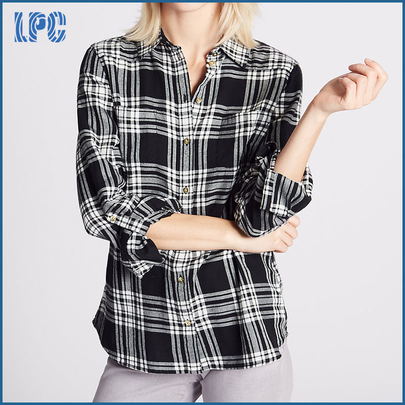 Pure Cotton Checked Long Sleeve Shirt for Women