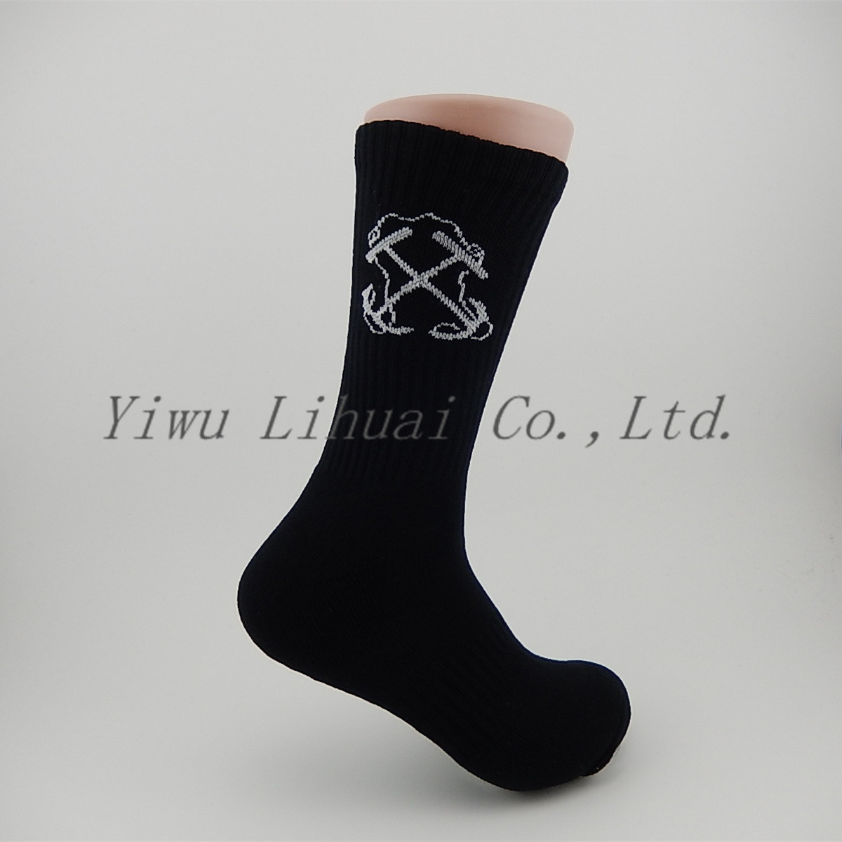 Men's Black Cool Pattern Pressure Socks Sport Football Terry Socks