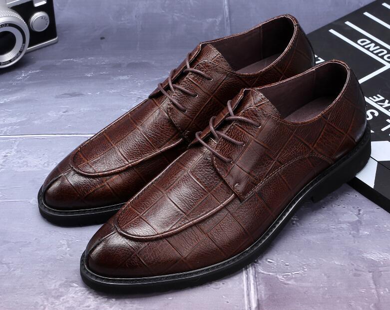 Genuine Leather Brown Italian Style Casual Men Dress Wedding Shoes
