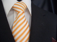 Beigue Background Stripe Design Men's Fashion Woven Silk Necktie