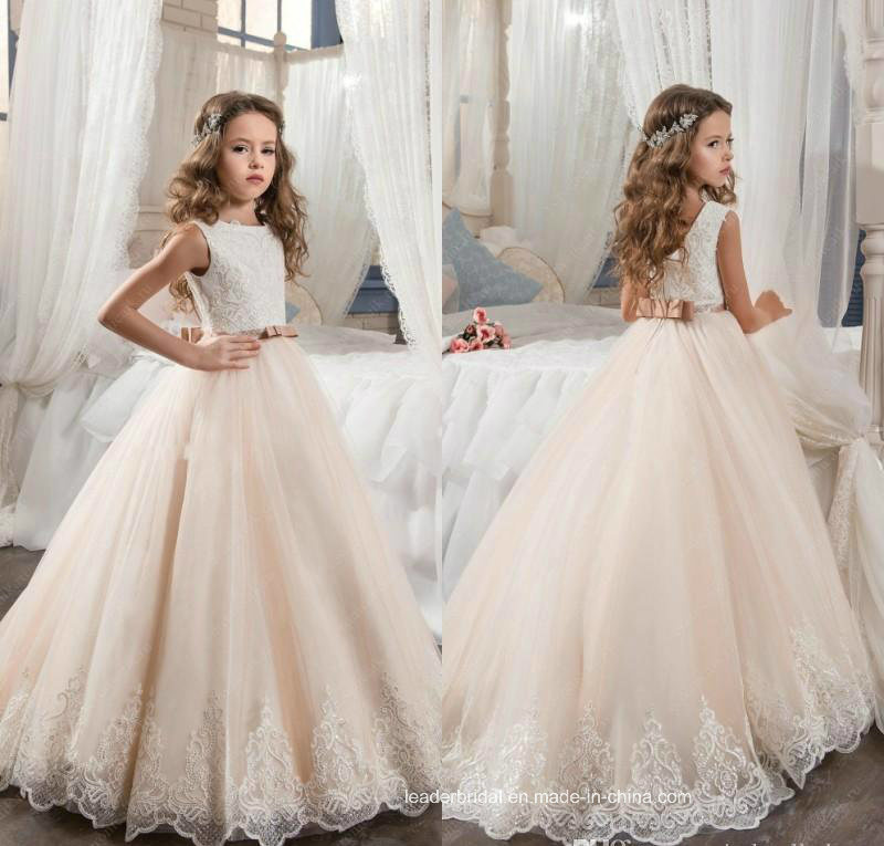 Girl's Pageant Party Gowns Sleeves Lace Flower Girl Dresses FL2015