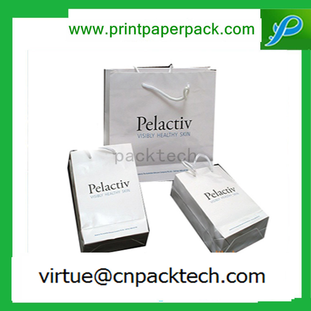 Simple White Customized Grocery & Sos Paper Bags with Logo Printing