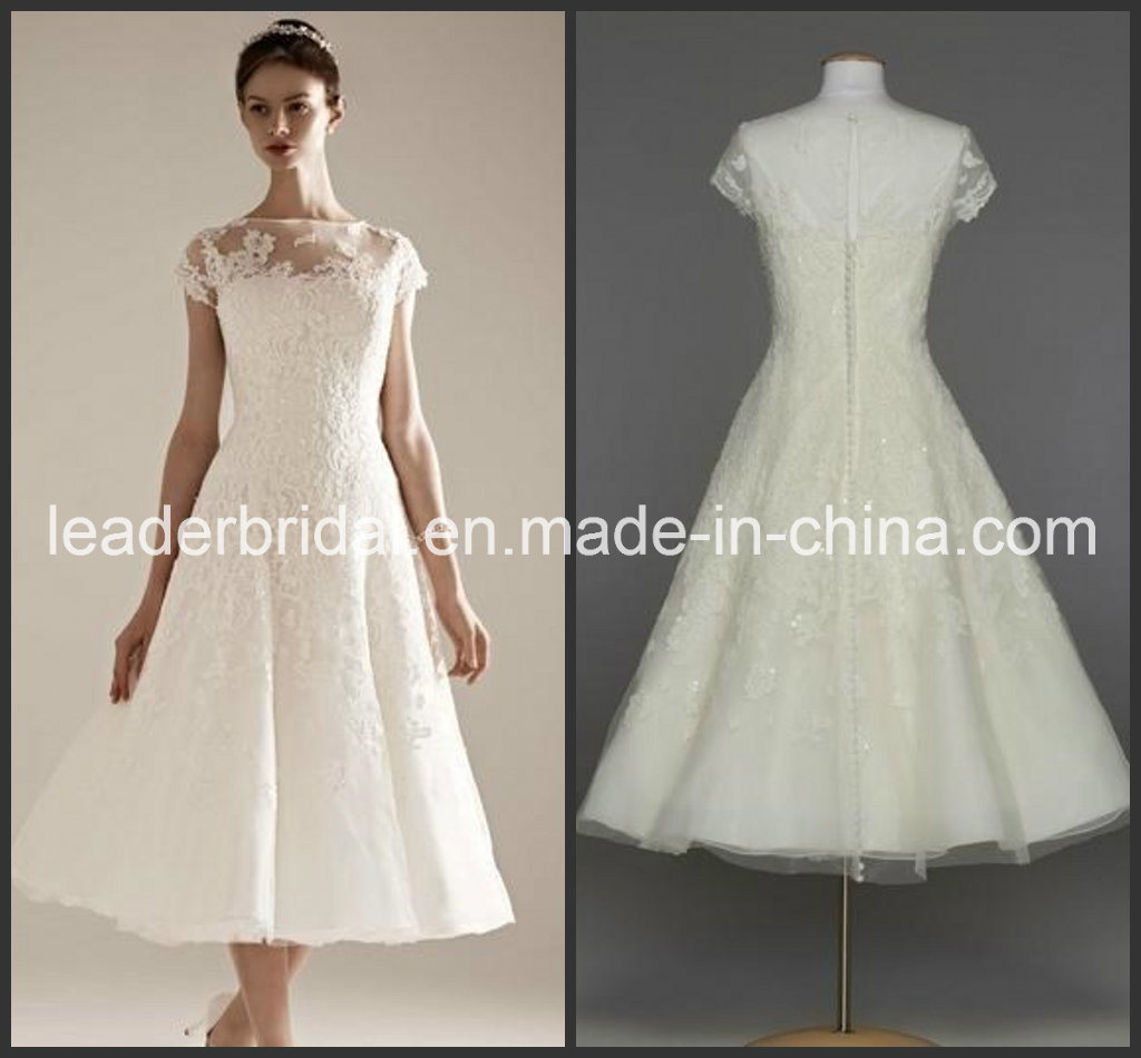 Lace Short Wedding Dress Organza Little White Bridal Gown Ld15264