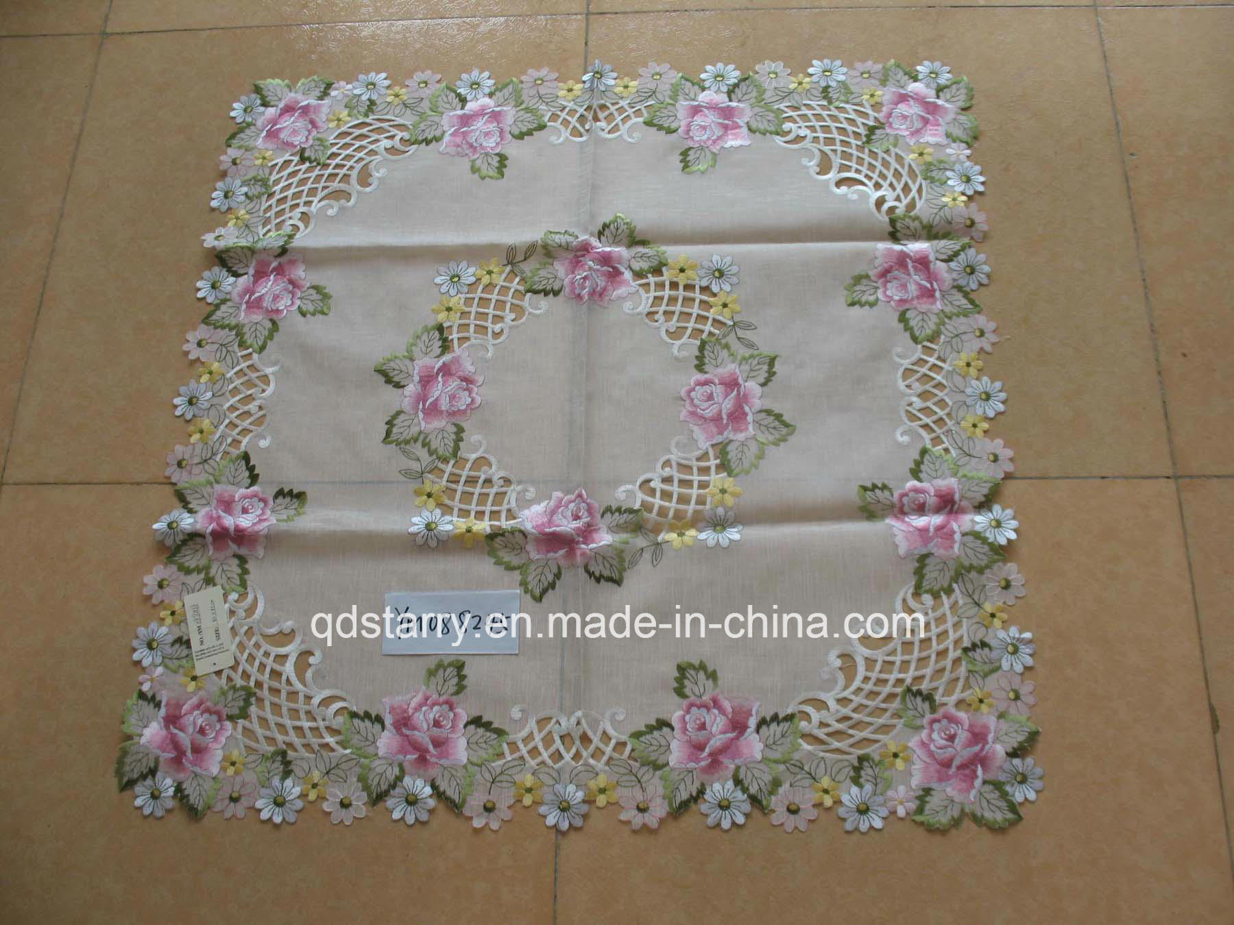 Pink Rose Design Polyester Table Covers St152