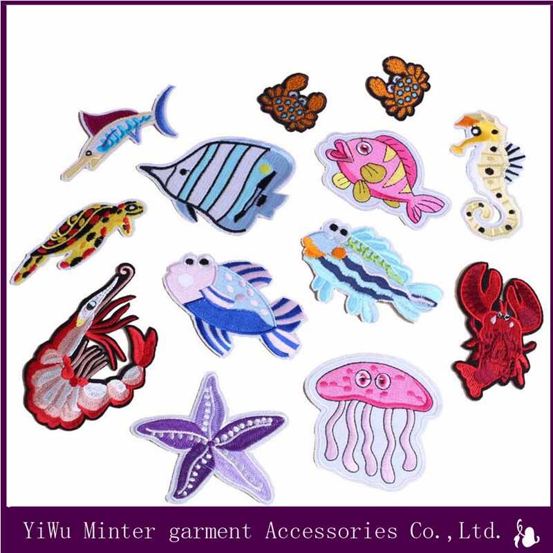 Goldfish and Animals Embroidered Iron on / Sew on Patches Set Badge Bag Fabric Applique Craft Transfer U Pick