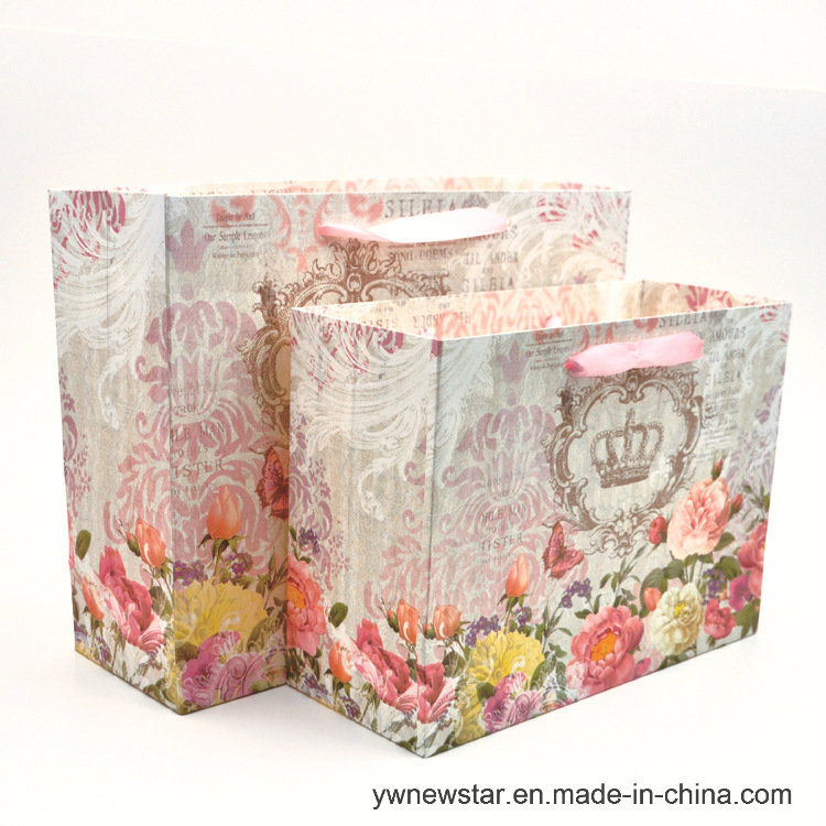 Gift Paper Bag with Exquisite Flower Printing