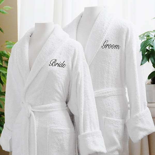 Couple's Robes Cotton Luxurious Plush Terry Cloth Hotel White Bathrobe